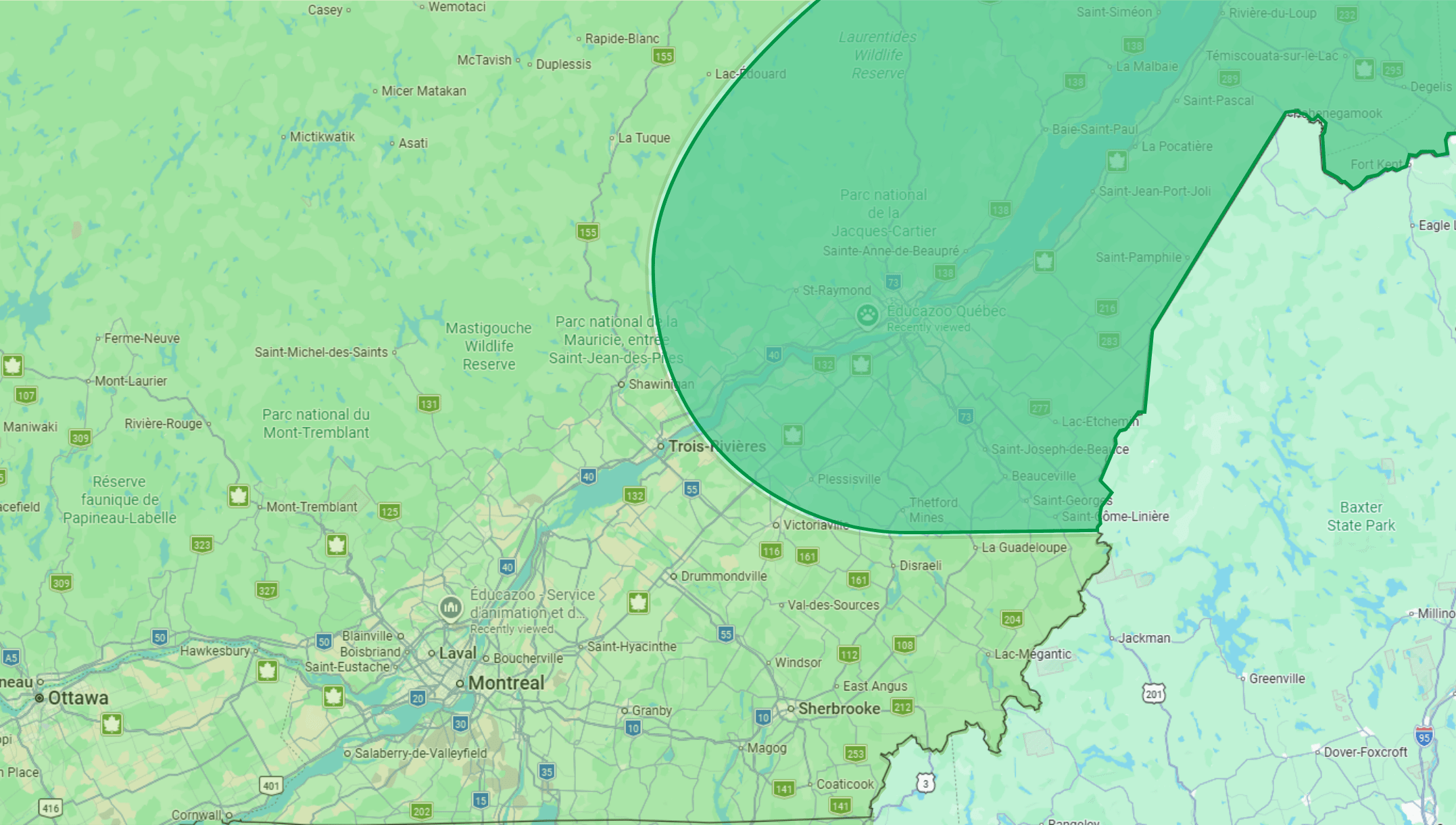 Carte du refuge Éducazoo Qc.